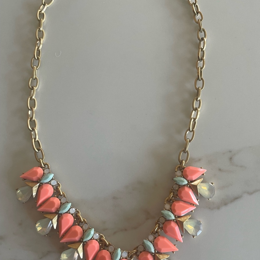 J. Crew Coral and blue Gem Necklace